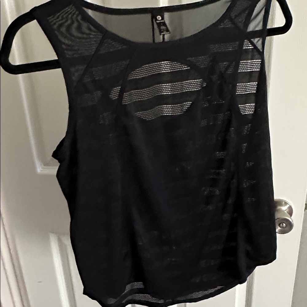90 Degrees Black Sheer Stripe Top